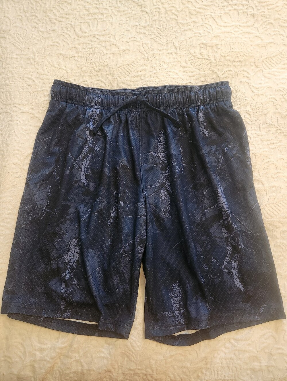 Athletic Works Men's Athletic Mesh Shorts in Navy Black Marble